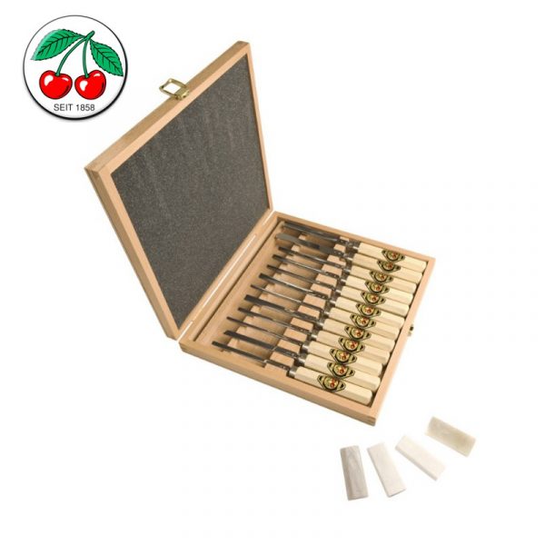 komplekt-dleta-za-drvorezba-v-drvena-kutiya-12-broya-kirchen-3154000-profesionalni Σύνολο σκαρπέλων για ξυλογλυπτική - σε ξύλινη κασετίνα 12 τεμαχίων / Kirschen 3154000 / επαγγελματικά 1