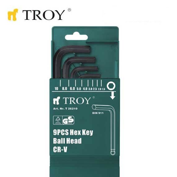 komplekt-shestogramni-klyuchove-sas-sferichni-glavi-troy-26210 Σετ κλειδιών Allen με σφαιρικές κεφαλές / TROY 26210 / 1