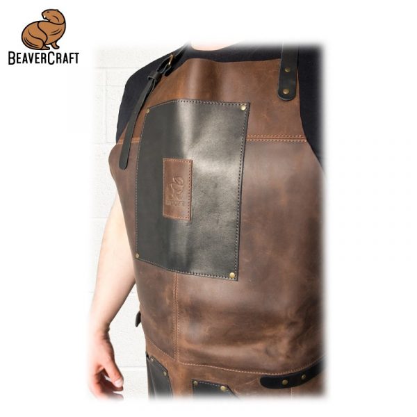 Δερμάτινη ποδιά - καφέ με μαύρο / BeaverCraft AP3X / 2 Δερμάτινη ποδιά - καφέ με μαύρο / BeaverCraft AP3X / 2