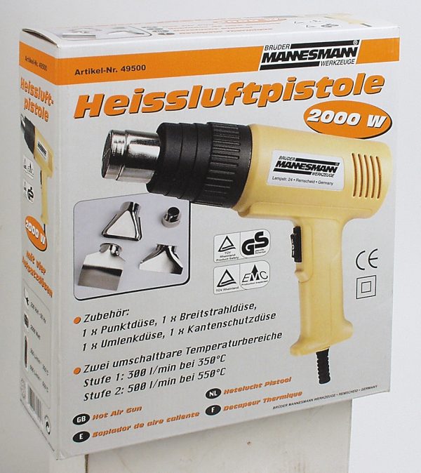 Θερμικό πιστόλι αέρα / Mannesmann 49500 /, 2000W 1 Θερμικό πιστόλι αέρα / Mannesmann 49500 /, 2000W 1
