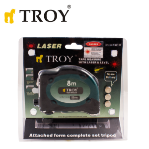 Μετροταινία με στοπ και λέιζερ 8 x 25mm / Troy 23100 / 11 Μετροταινία με στοπ και λέιζερ 8 x 25mm / Troy 23100 / 10